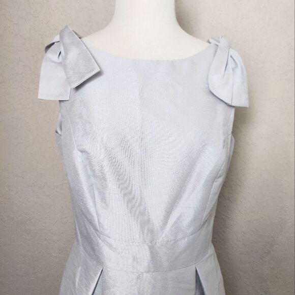 Alfred Sung Dupioni Cocktail Mini Dress Dove Gray Size 8 - Picture 4 of 10
